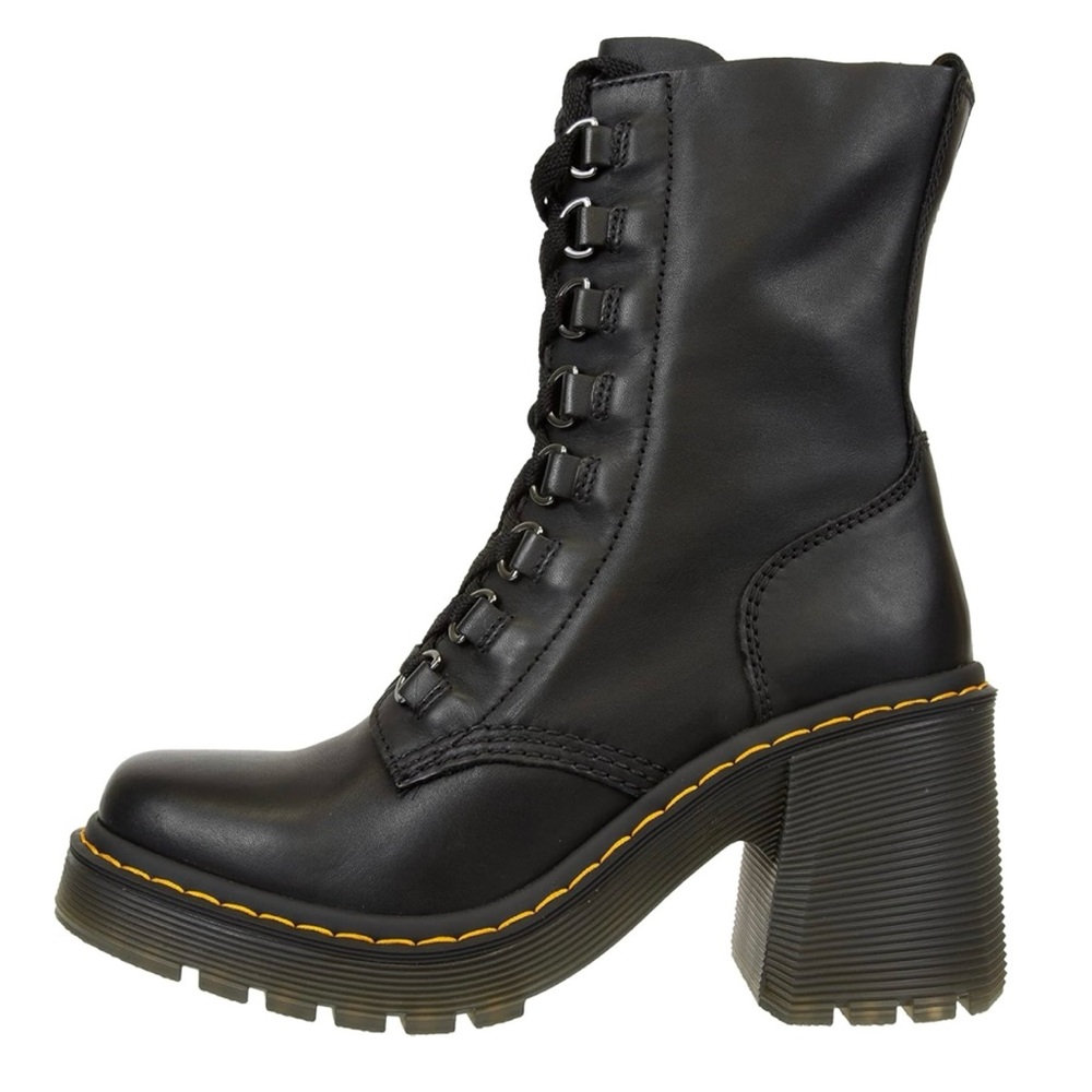 Dr. Martens Chesney Leather Flared Heel Lace Up Boots